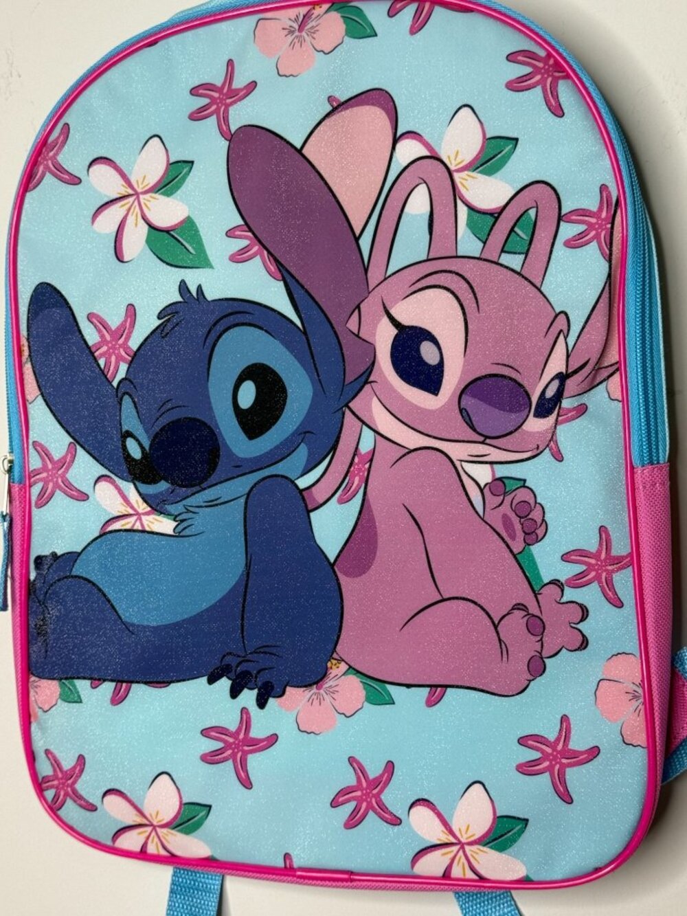 Disney Stitch Angel Kids Blue Pink Floral Backpack NWT - Picture 2 of 6
